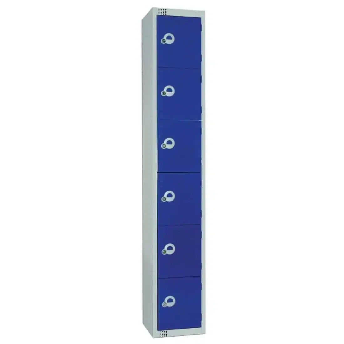 Elite Six Door Padlock Locker with Sloping Top Blue