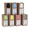 Beaumont 6mm Bore Paper Straw Green & White Striped (Pack 250) - Image 2