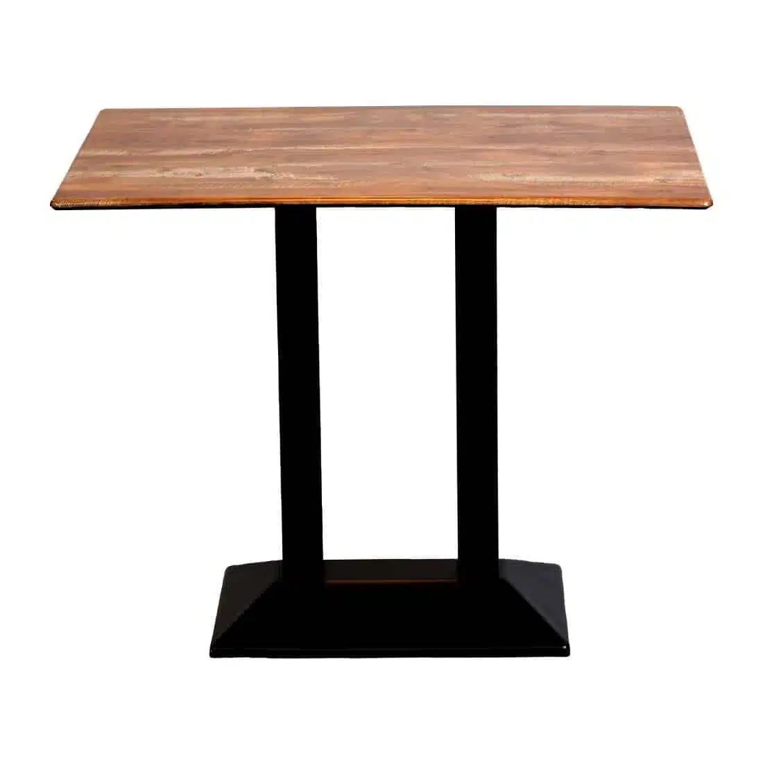 Turin Metal Base Rectangle Poseur Table with Laminate Top in Planked Oak - Image 1