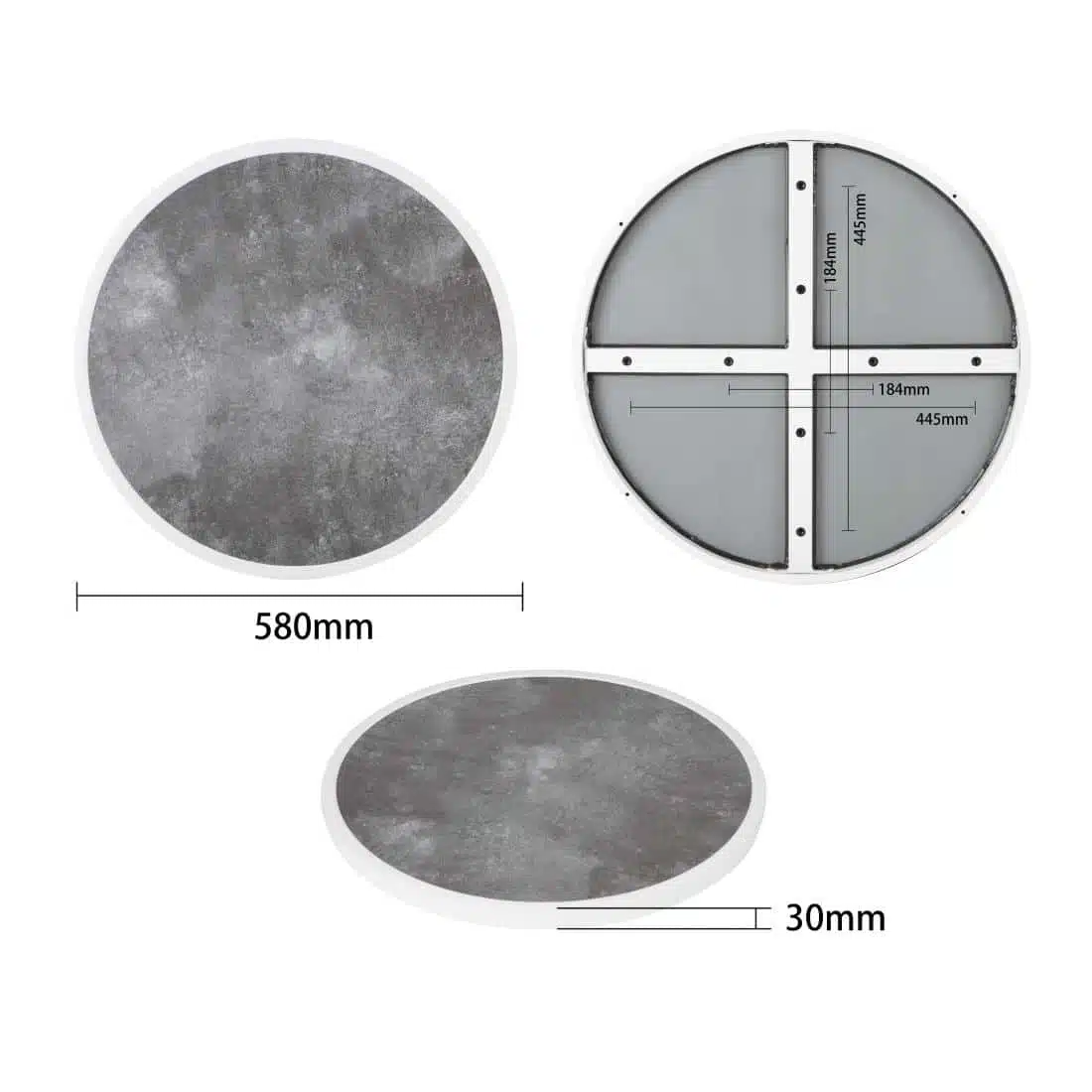 Bolero Fibre Glass Round Table Top Dark Stone Effect 580mm - Image 4