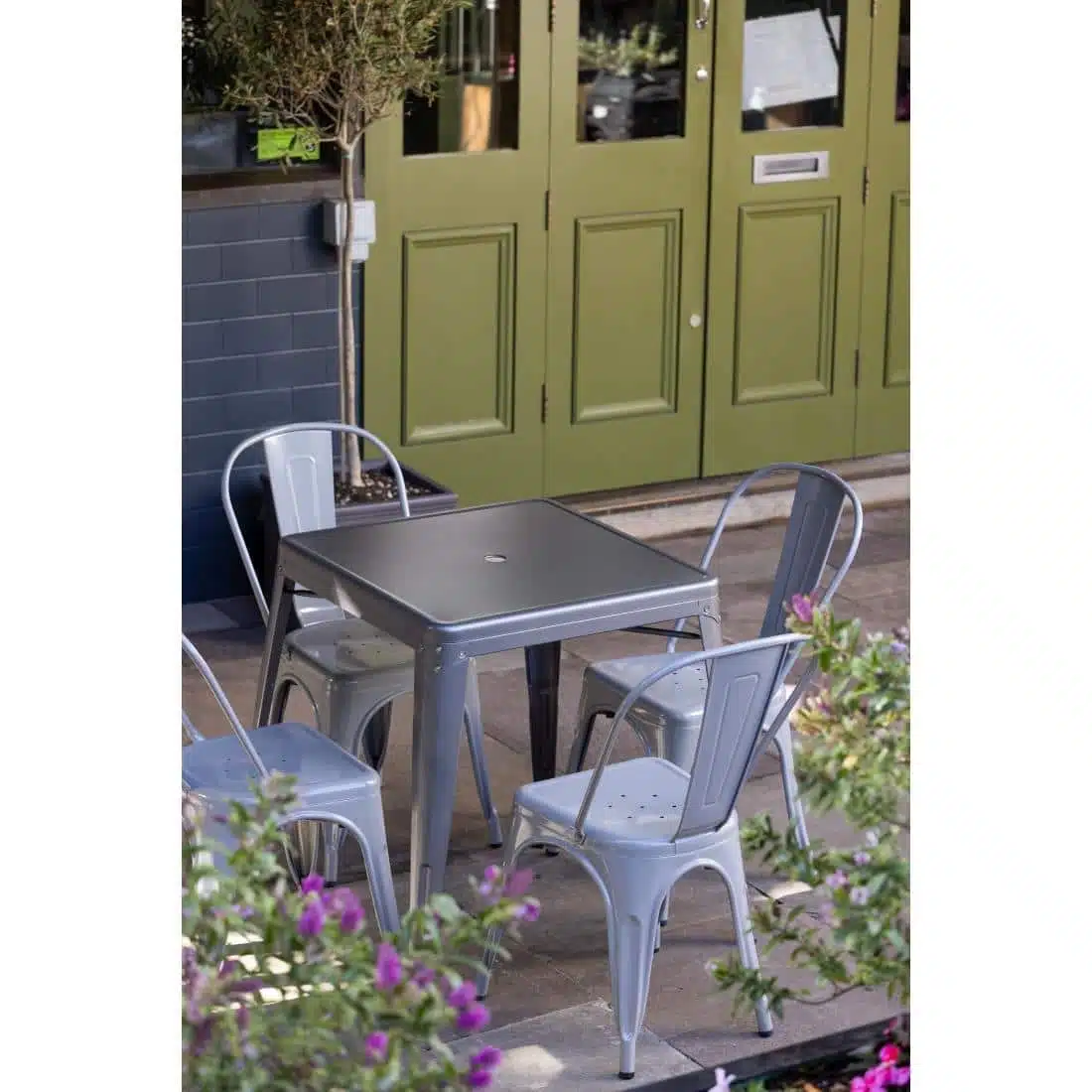Bolero Bistro Square Steel Table Gun Metal 668mm - Image 7