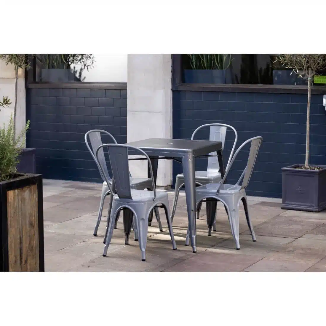 Bolero Bistro Square Steel Table Gun Metal 668mm - Image 9