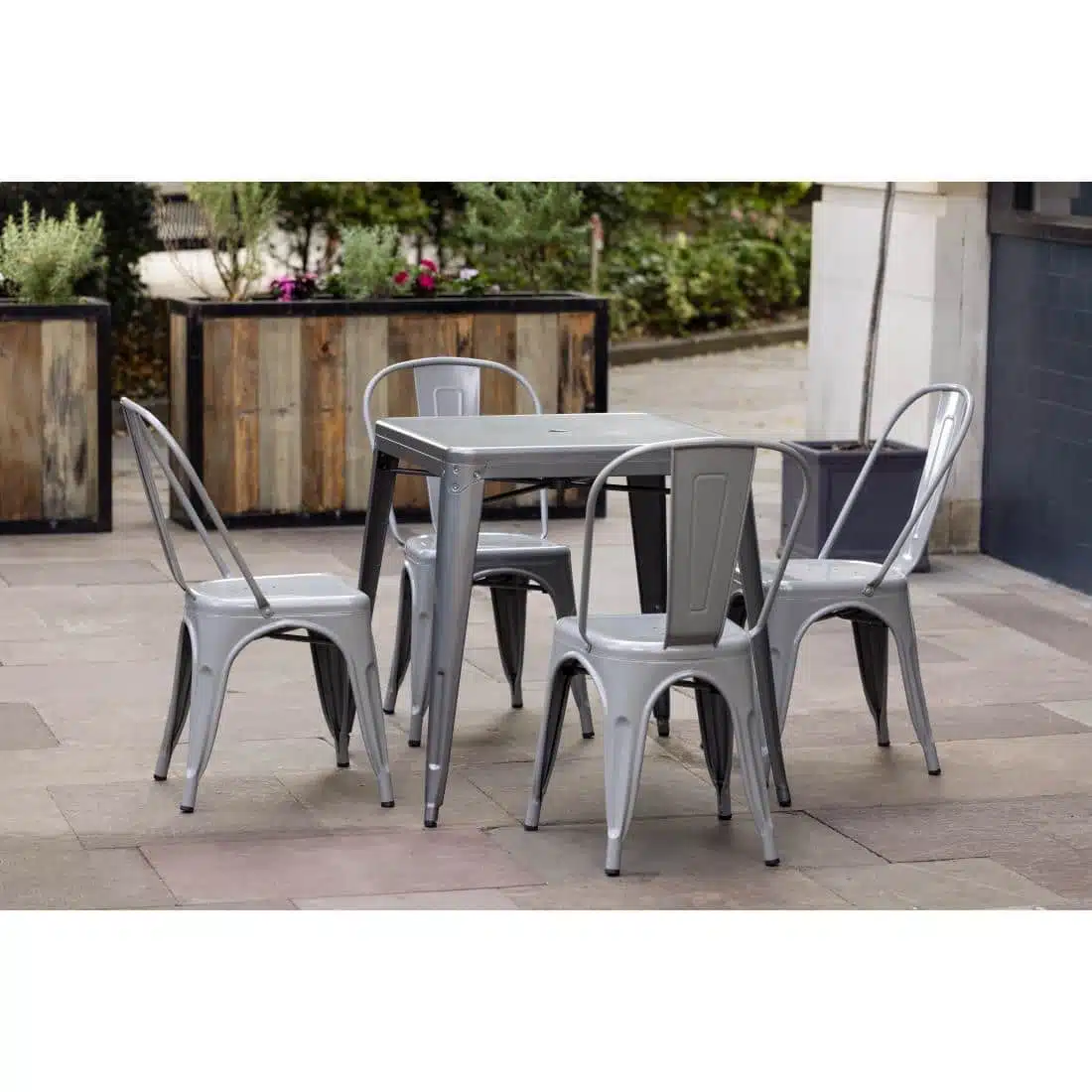 Bolero Bistro Square Steel Table Gun Metal 668mm - Image 11