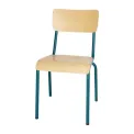 Bolero Cantina Side Chairs with Wooden Seat Pad and Backrest Teal (Pack of 4) - Image 1