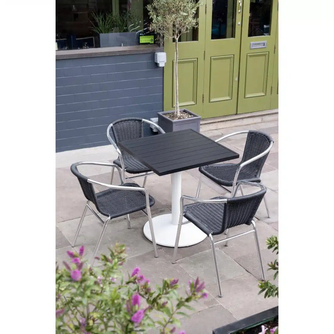 Bolero Aluminium Square Table Top Black 700mm - Image 7