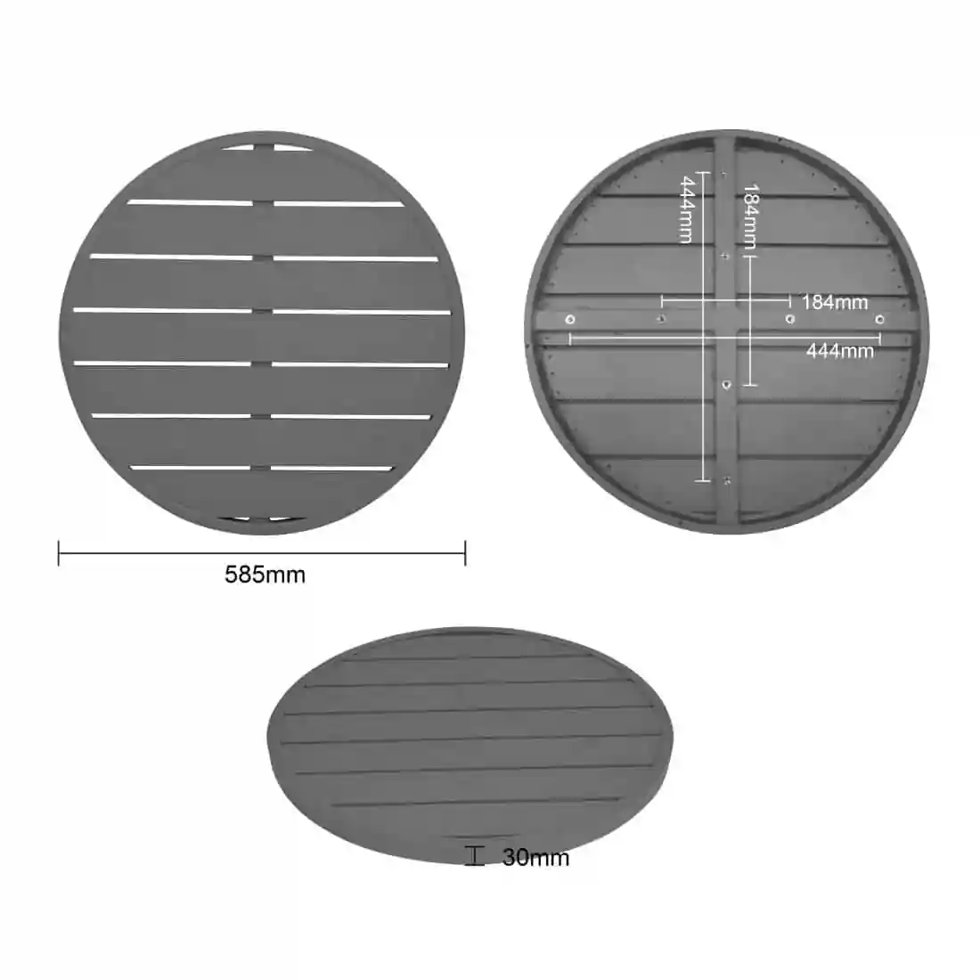 Bolero Aluminium Round Table Top Dark Grey 580mm - Image 5