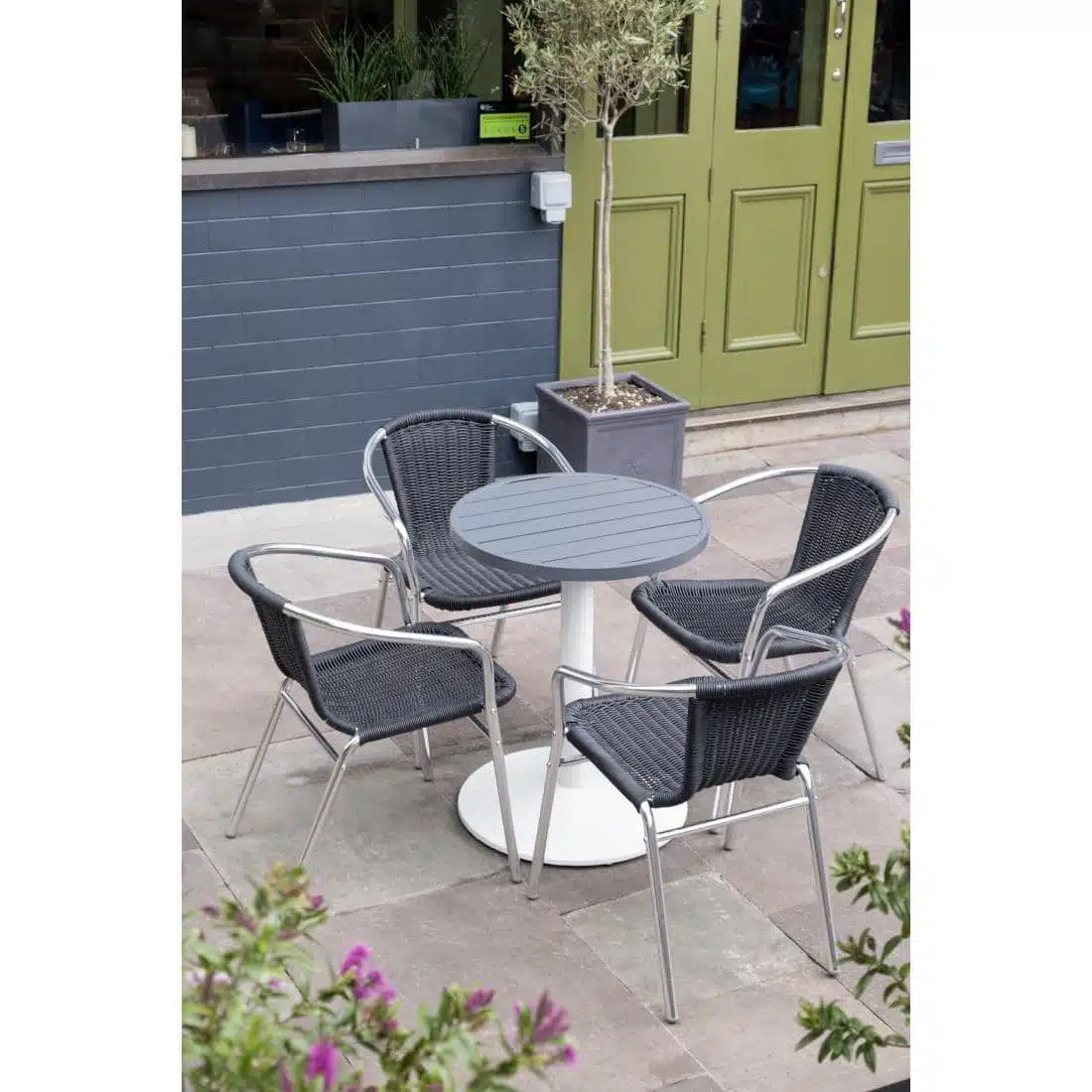 Bolero Aluminium Round Table Top Dark Grey 580mm - Image 7