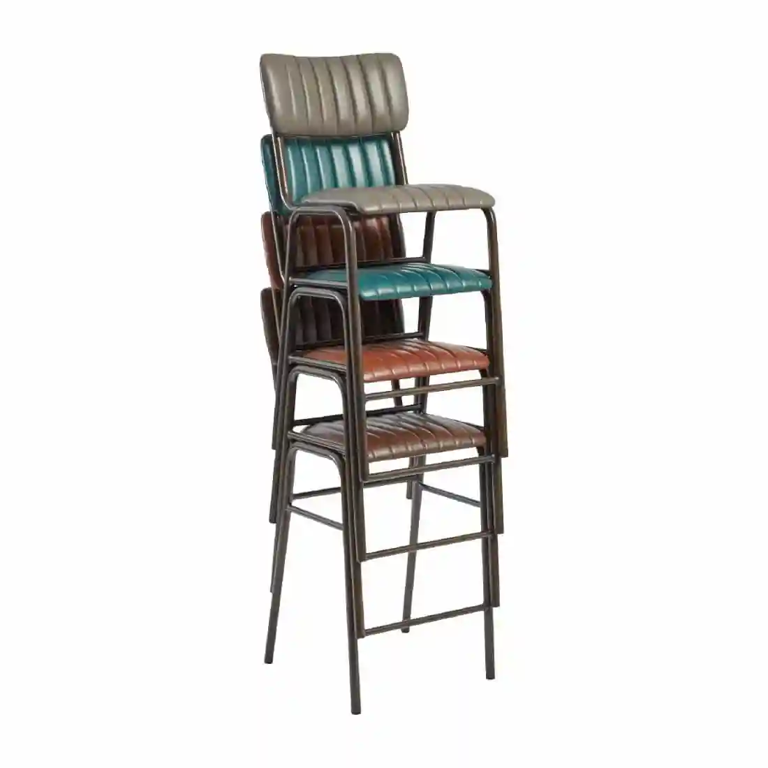 Tavo Stacking Mid Bar Stool Vintage Brown (Pack of 2) - Image 2