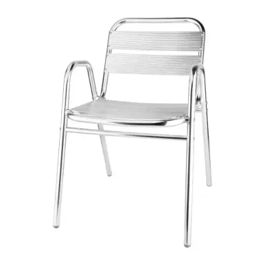 Bolero Aluminium Stacking Chairs Arched Arms (Pack of 4)