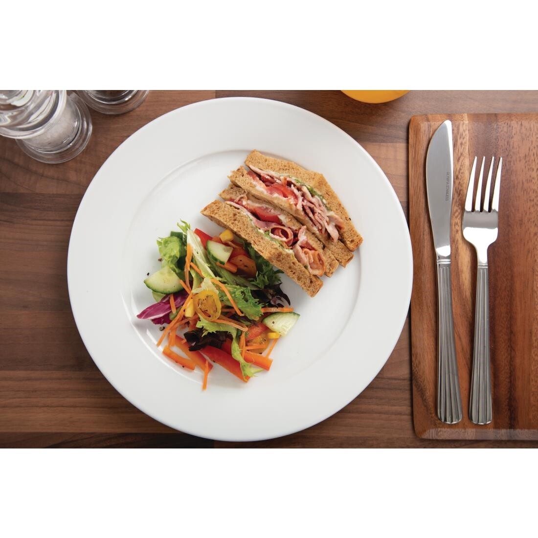 Olympia Whiteware Wide Rimmed Plates 250mm