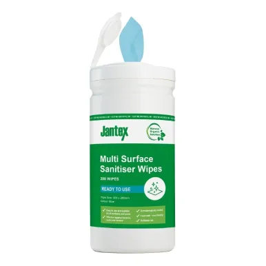 Jantex Green Surface Sanitiser Wipes Starter Tub 200mm (200 Pack)