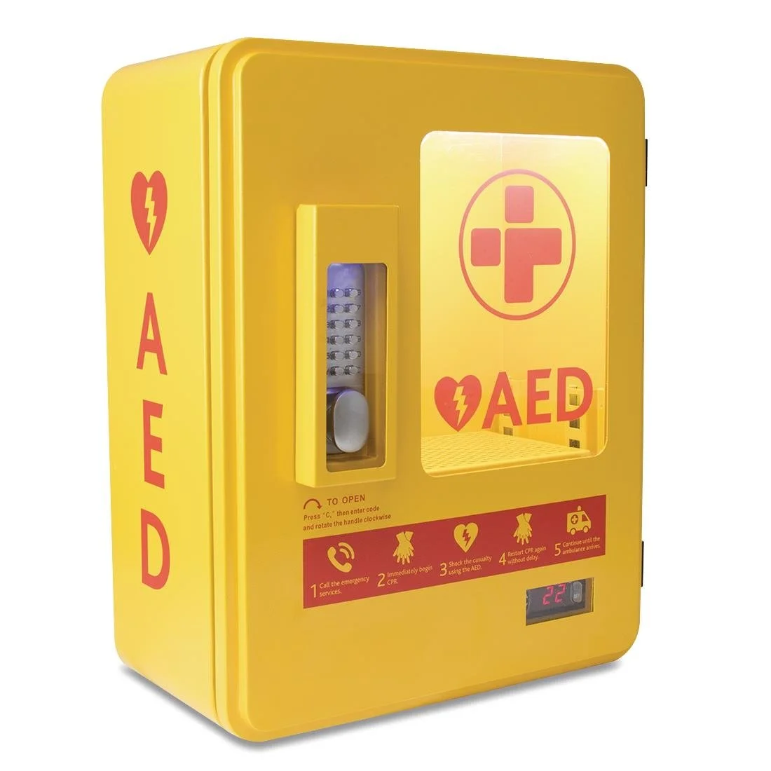 Automated External Defibrillator Alarmed Outdoor Heated Metal Cabinet - Image 1