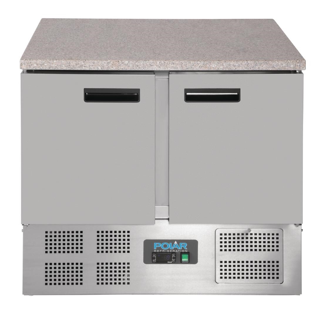 Polar Double Door Refrigerated Counter with Marble Work Top 240Ltr