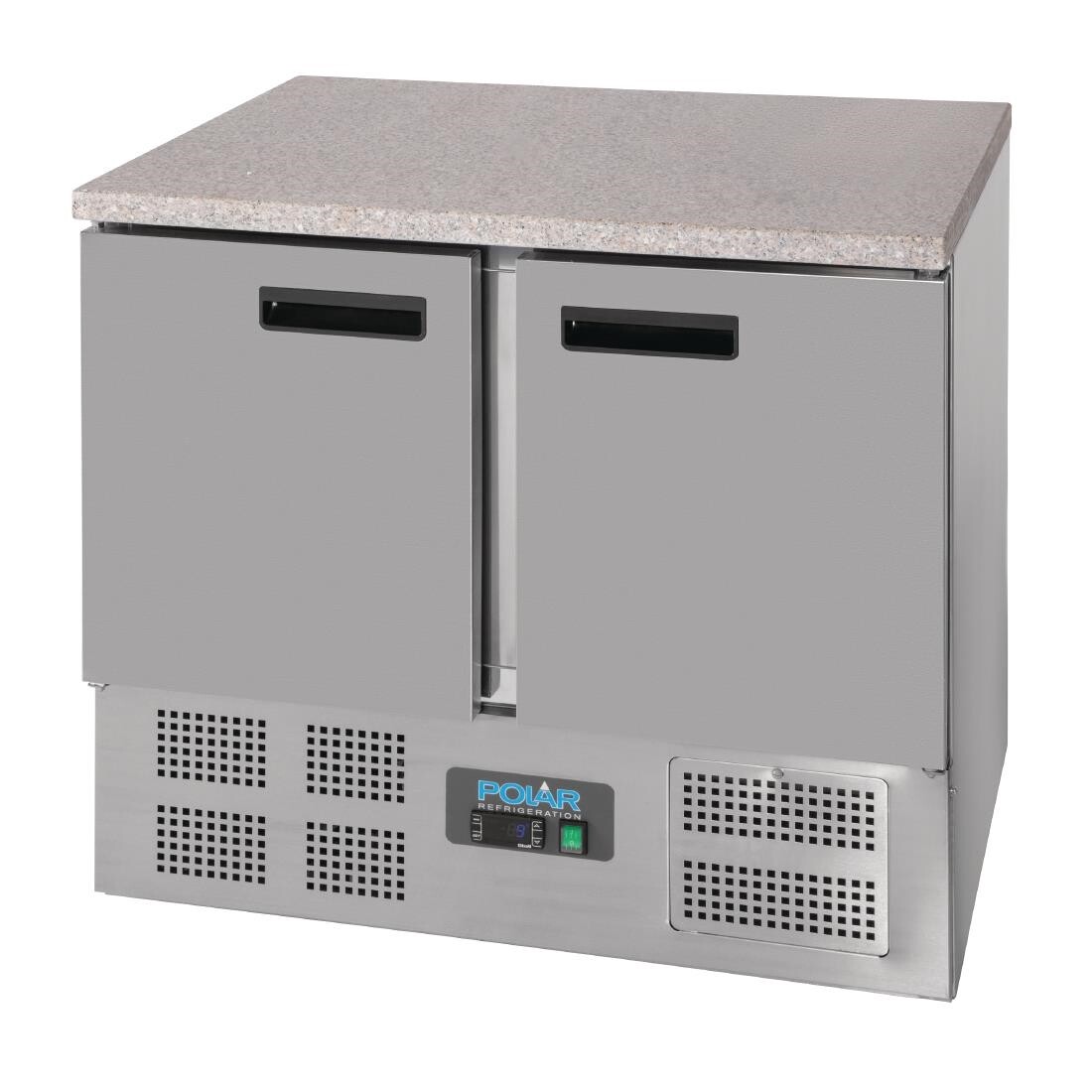 Polar Double Door Refrigerated Counter with Marble Work Top 240Ltr