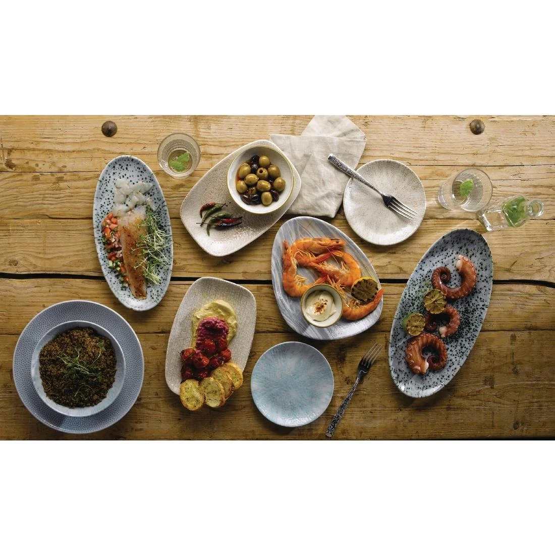 Churchill Raku Oblong Chef Plates Agate Grey 202 x 261mm (12 Pack) - Image 3