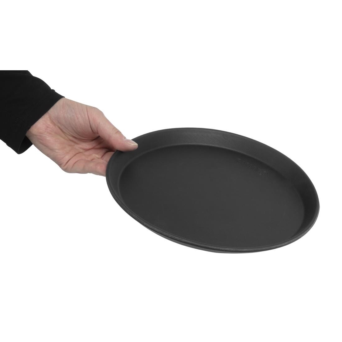 Cambro Fibreglass Round Non-Skid Tray Black 11in
