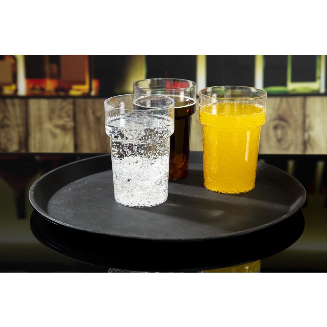 Cambro Fibreglass Round Non-Skid Tray Black 14in
