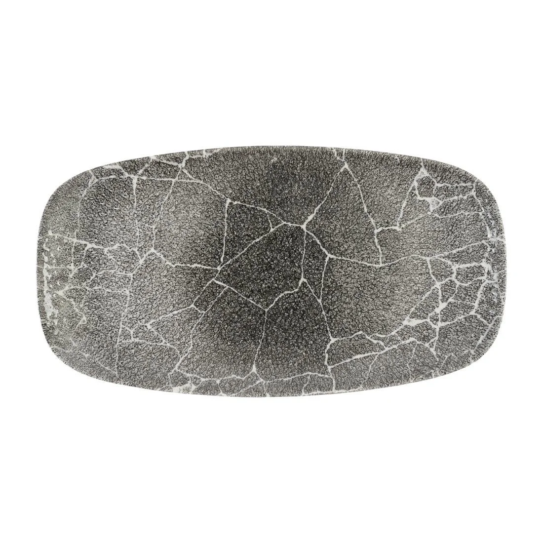 Churchill Studio Prints Kintsugi Quartz Black Chefs' Oblong Plates No. 4 355 x 189mm (6 Pack)