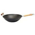 Dexam School of Wok Pre-Seasoned Carbon Steel Flat Base Wok 360mm - Image 1