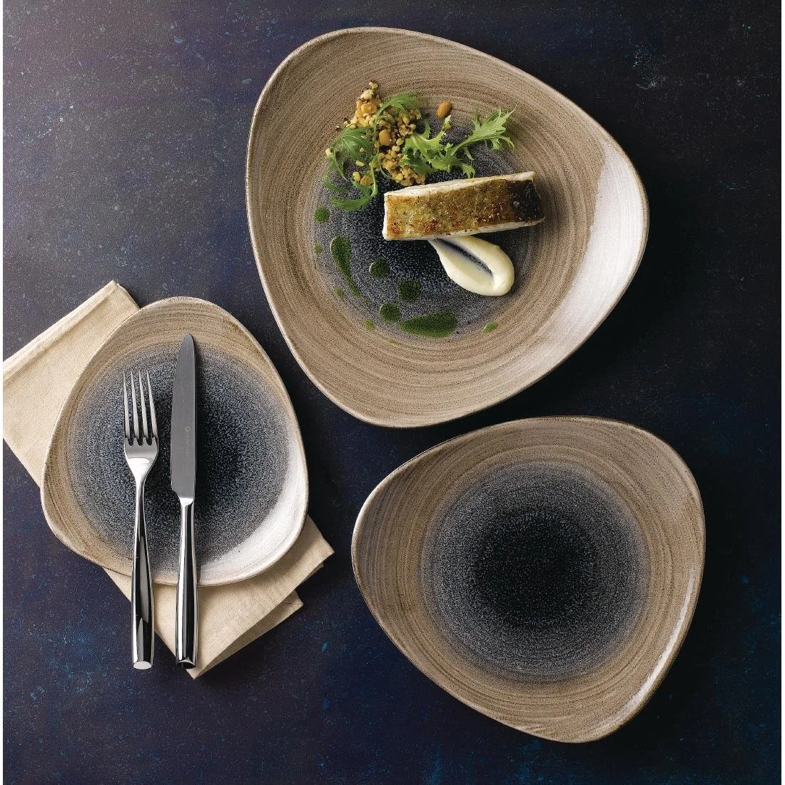 Churchill Stonecast Aqueous Triangular Plates Bayou Taupe 311mm (6 Pack) - Image 6