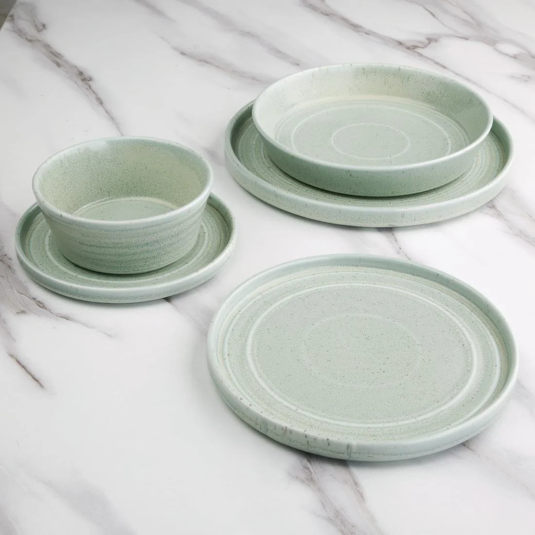 Olympia Cavolo Flat Round Plates Spring Green 220mm (6 Pack) - Image 3