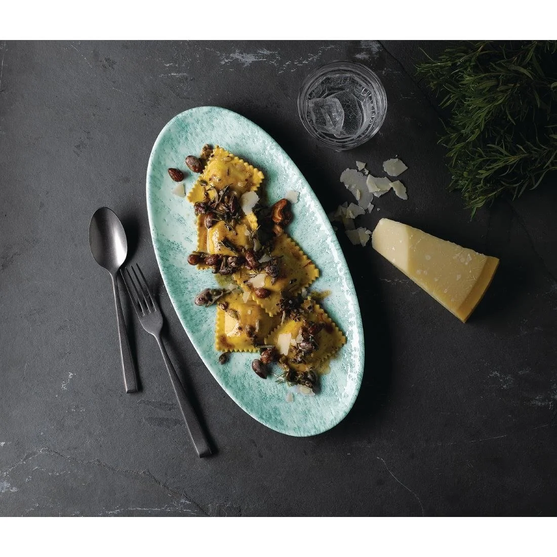 Churchill Studio Prints Stone Chefs Plates Aquamarine 299 x 150mm (12 Pack) - Image 4