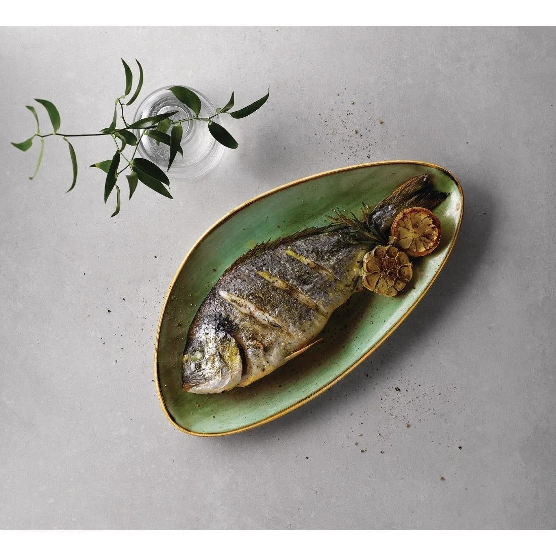 Churchill Stonecast Triangular Chefs Plates Samphire Green 355 x 188mm (6 Pack) - Image 2