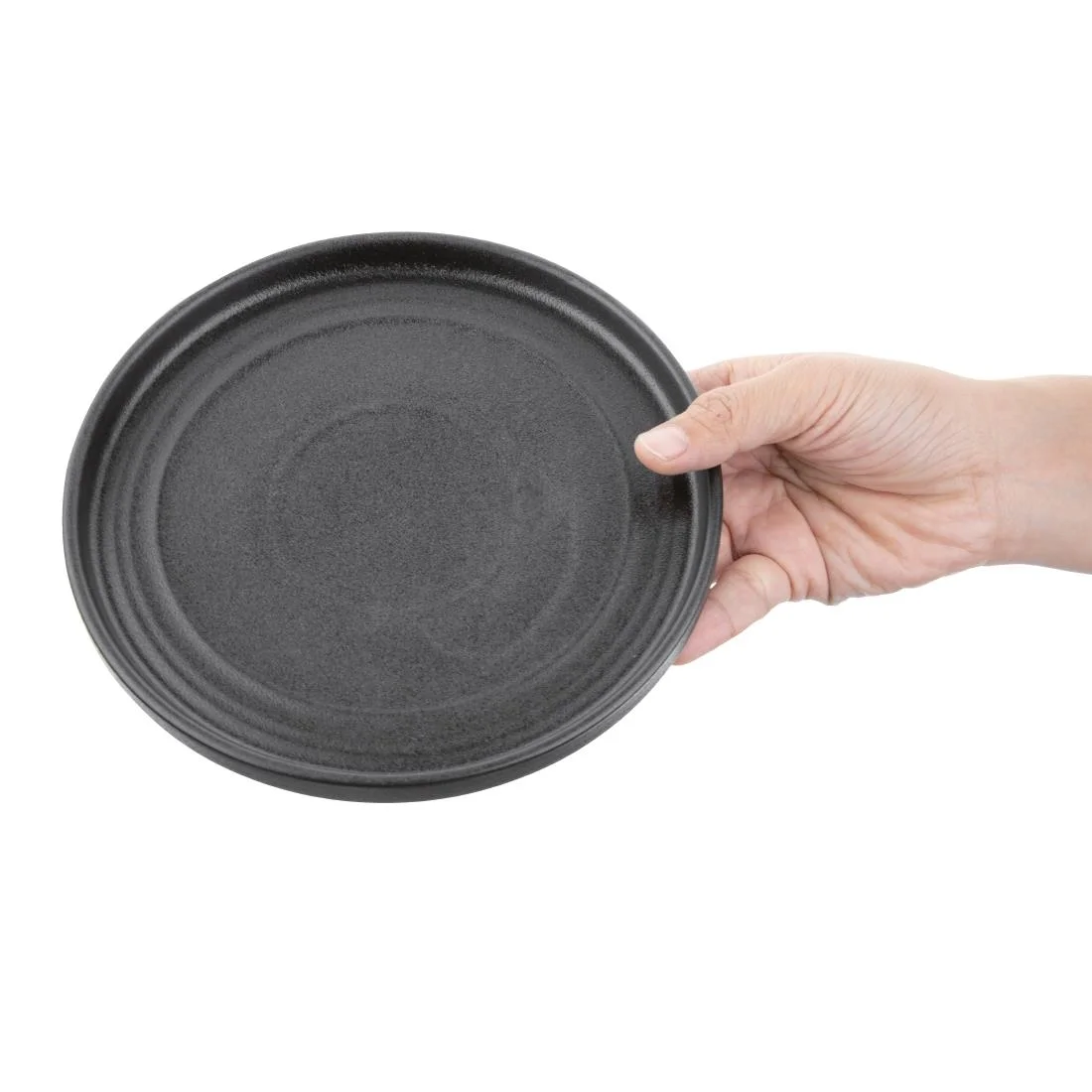 Olympia Cavolo Flat Round Plates Textured Black 180mm (6 Pack) - Image 7