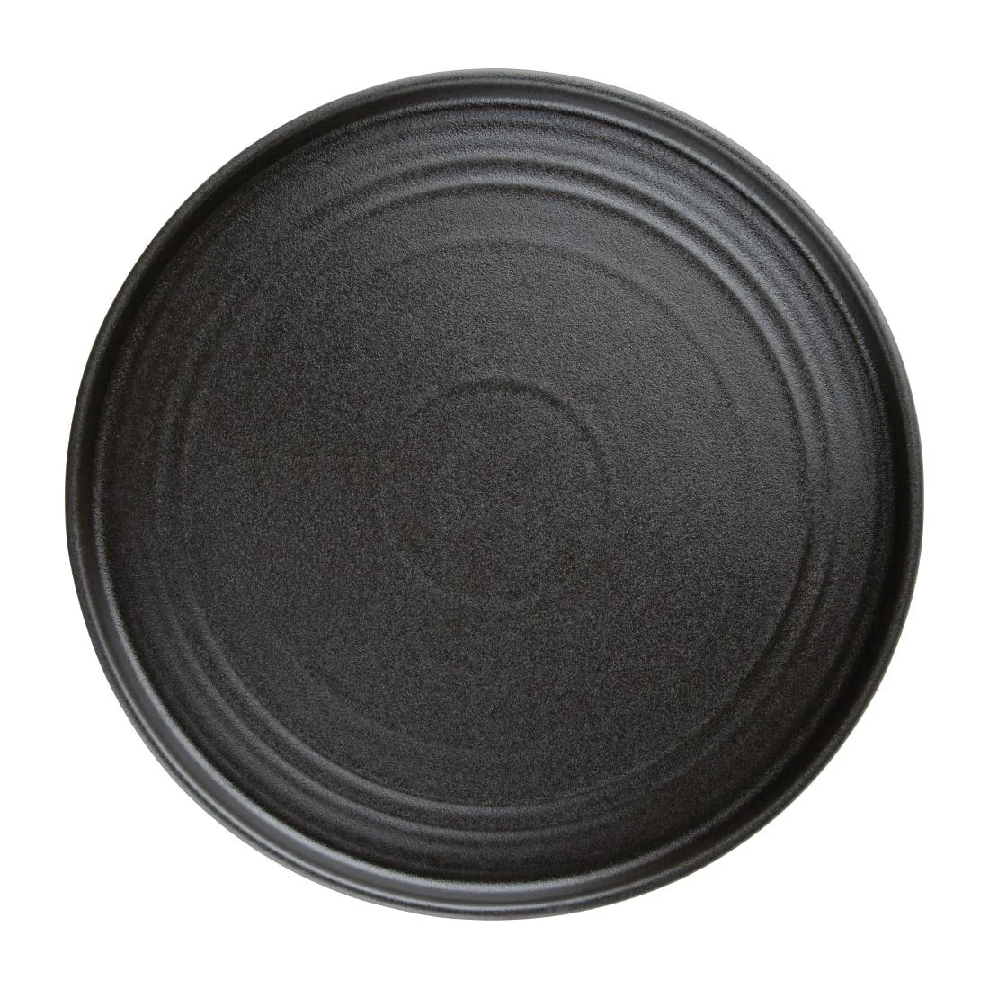 Olympia Cavolo Flat Round Plates Textured Black 270mm (4 Pack) - Image 1