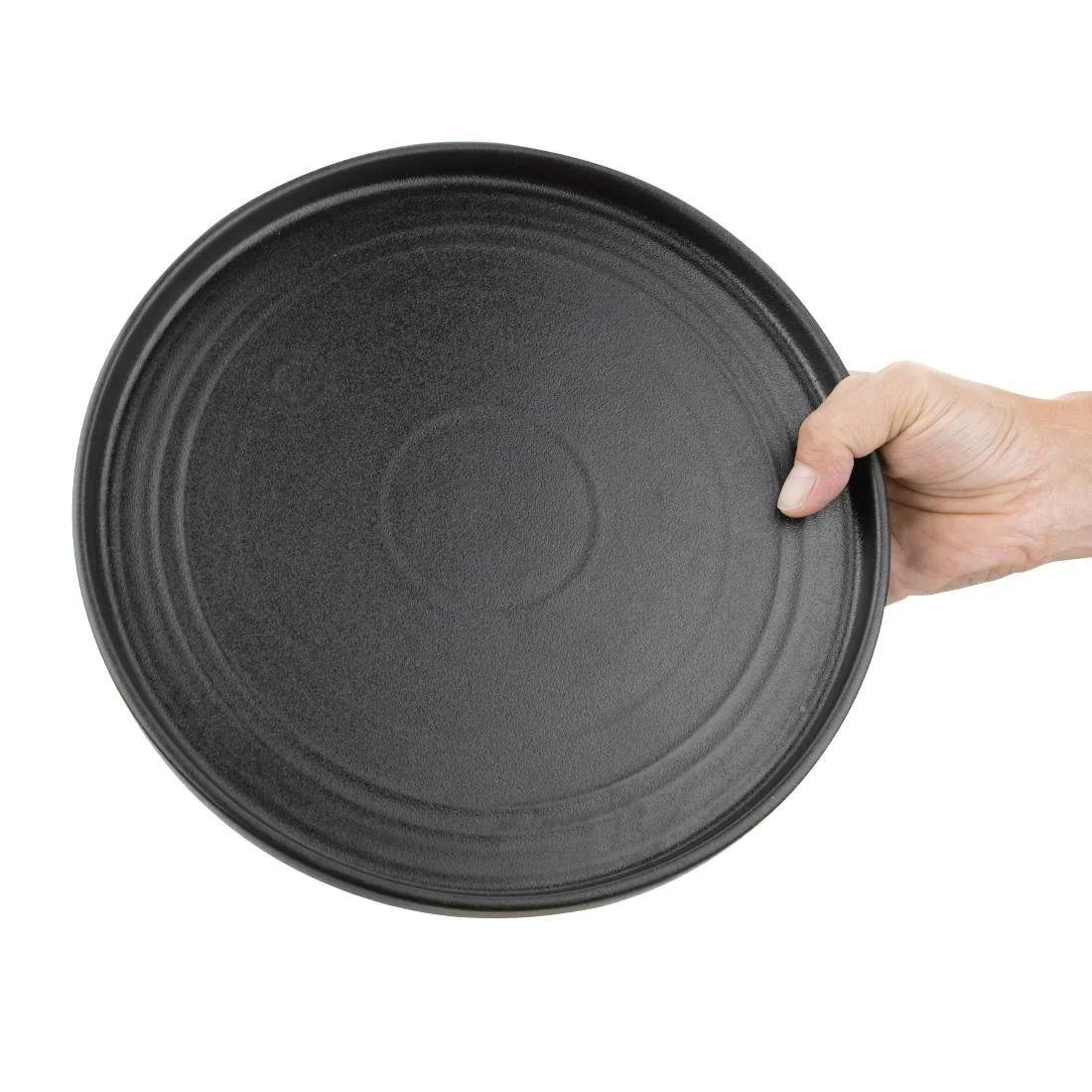 Olympia Cavolo Flat Round Plates Textured Black 270mm (4 Pack) - Image 7