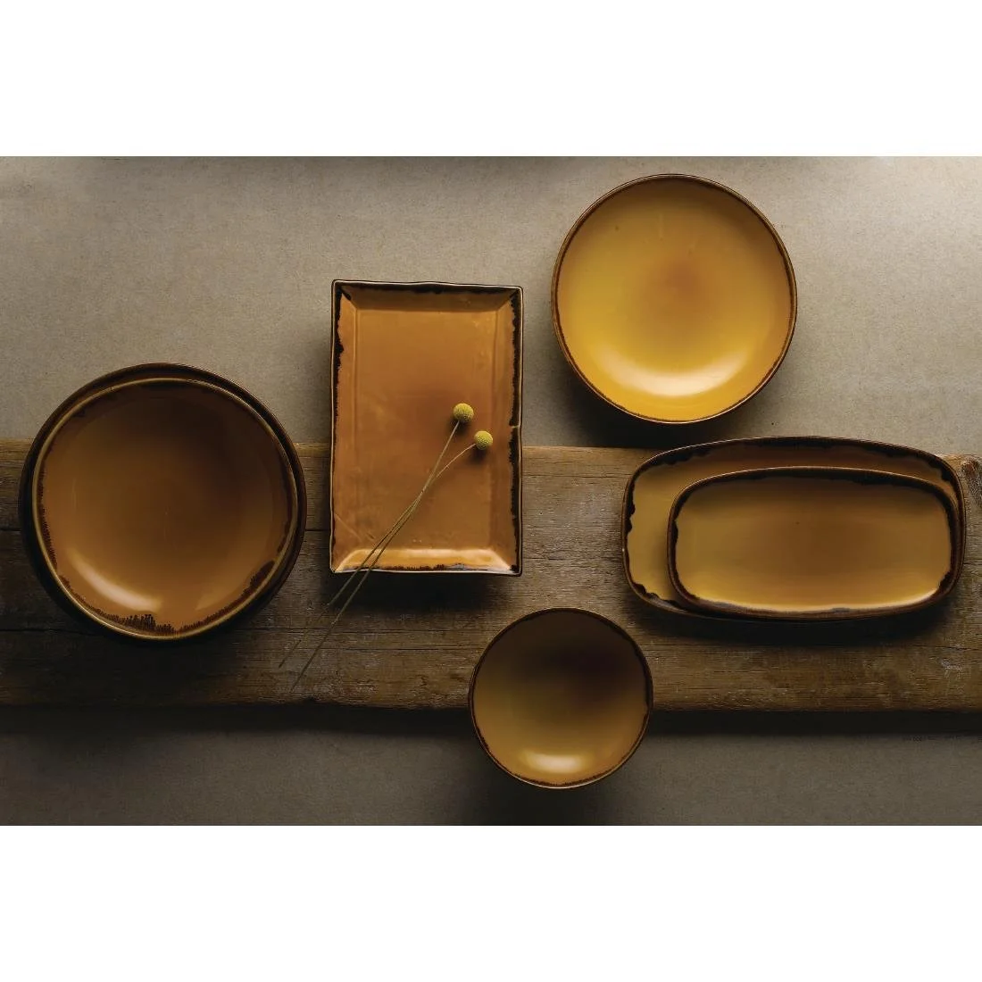 Dudson Harvest Chefs' Oblong Plates Mustard 355x189mm (6 Pack) - Image 5