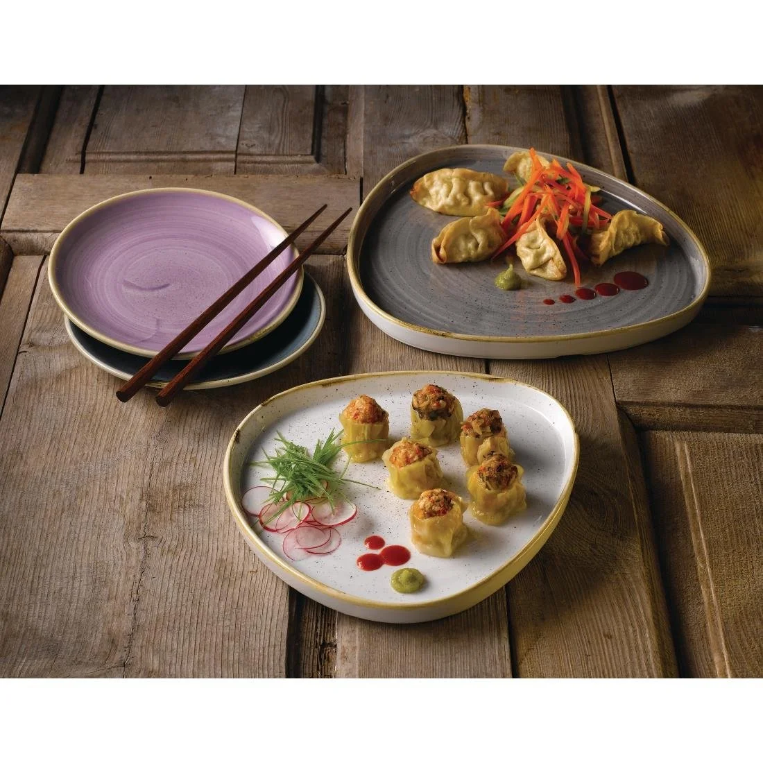 Churchill Stonecast Grey Triangle Walled Chefs Plates 200mm (6 Pack) - Image 2