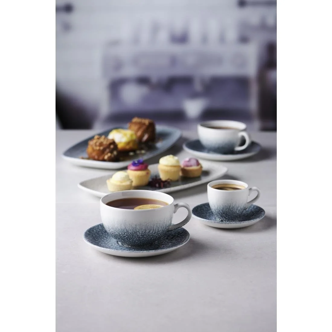 Churchill Raku Duo Cappuccino Cup Topaz Blue 227ml (12 Pack) - Image 3