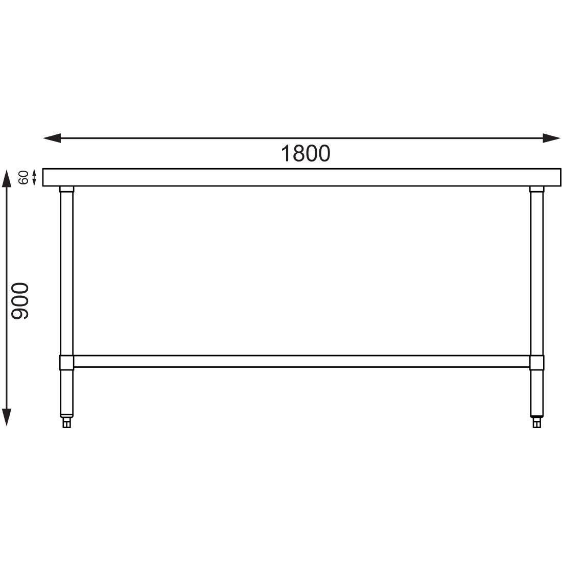 Vogue Stainless Steel Centre Table 1800mm