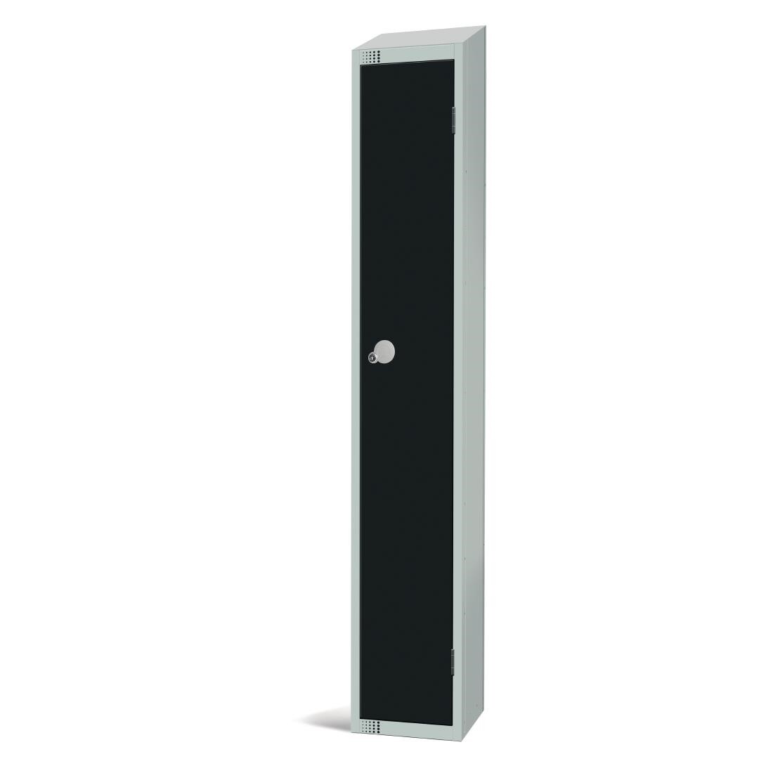 Elite Single Door Padlock Locker with Sloping Top Black