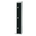 Elite Three Door Coin Return Locker with Sloping Top Black