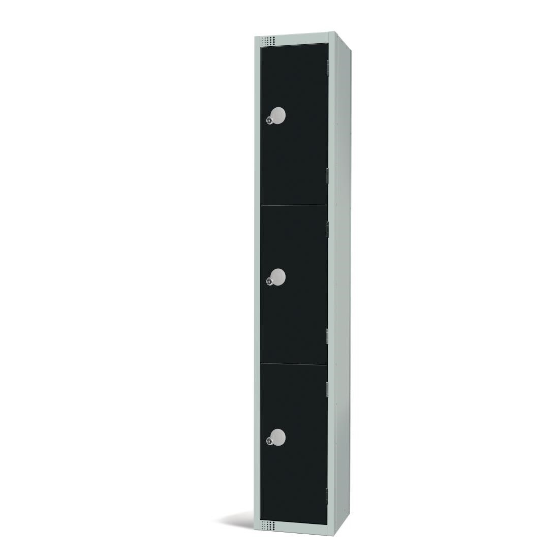 Elite Three Door Coin Return Locker Black