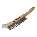 Faithfull Heavy Duty Wire Grill Brush 4 Row with Scraper - Image 1