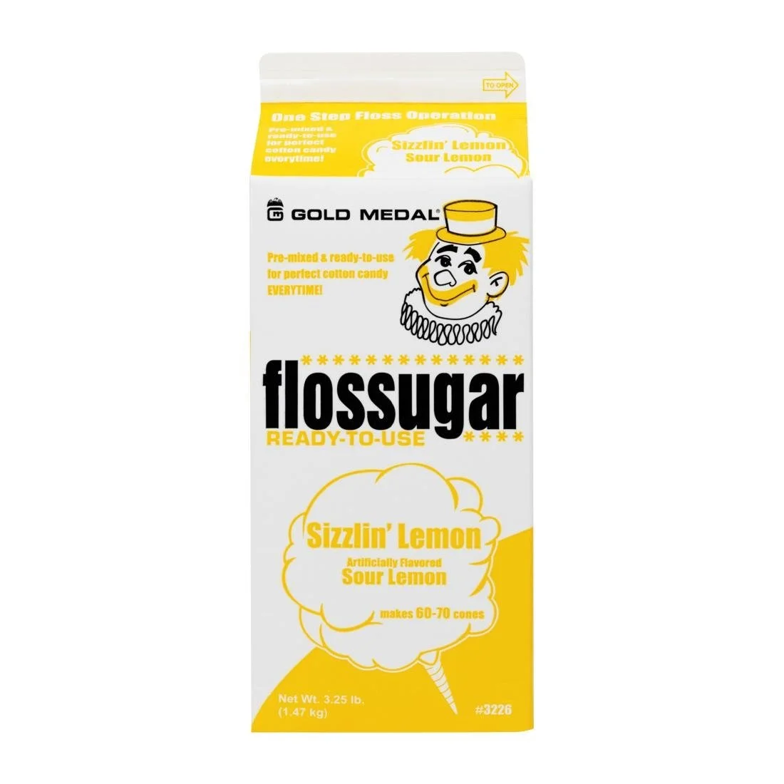 Flossugar Sour Lemon Ready to Use Cotton Candy Mix 1.47kg - Image 1