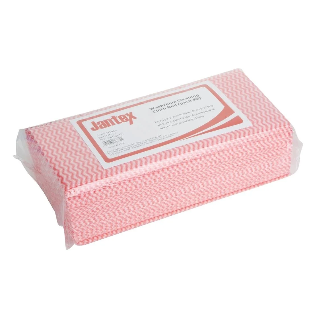 Jantex Washroom Cleaning Cloth Red (50 Pack) - Image 1