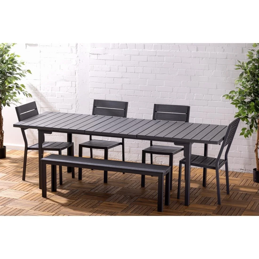 Bolero Valletta Grey Slatted Benches (2 Pack) - Image 2