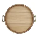 Olympia Round Tray Acacia Wood with Metal Handles 440x405x100mm - Image 3