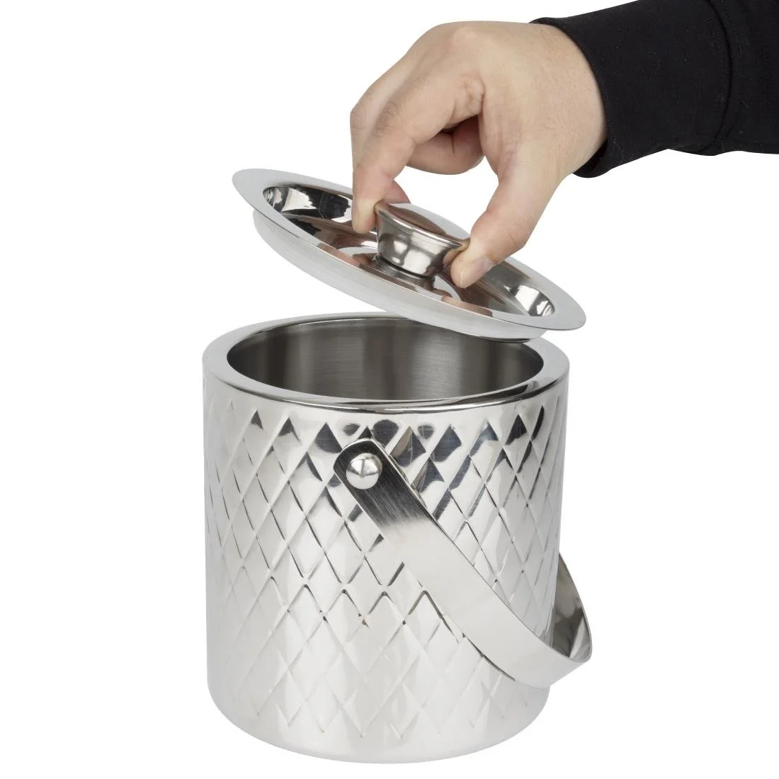 Olympia Geo Double Wall Ice Bucket Stainless Steel 1950ml - Image 10