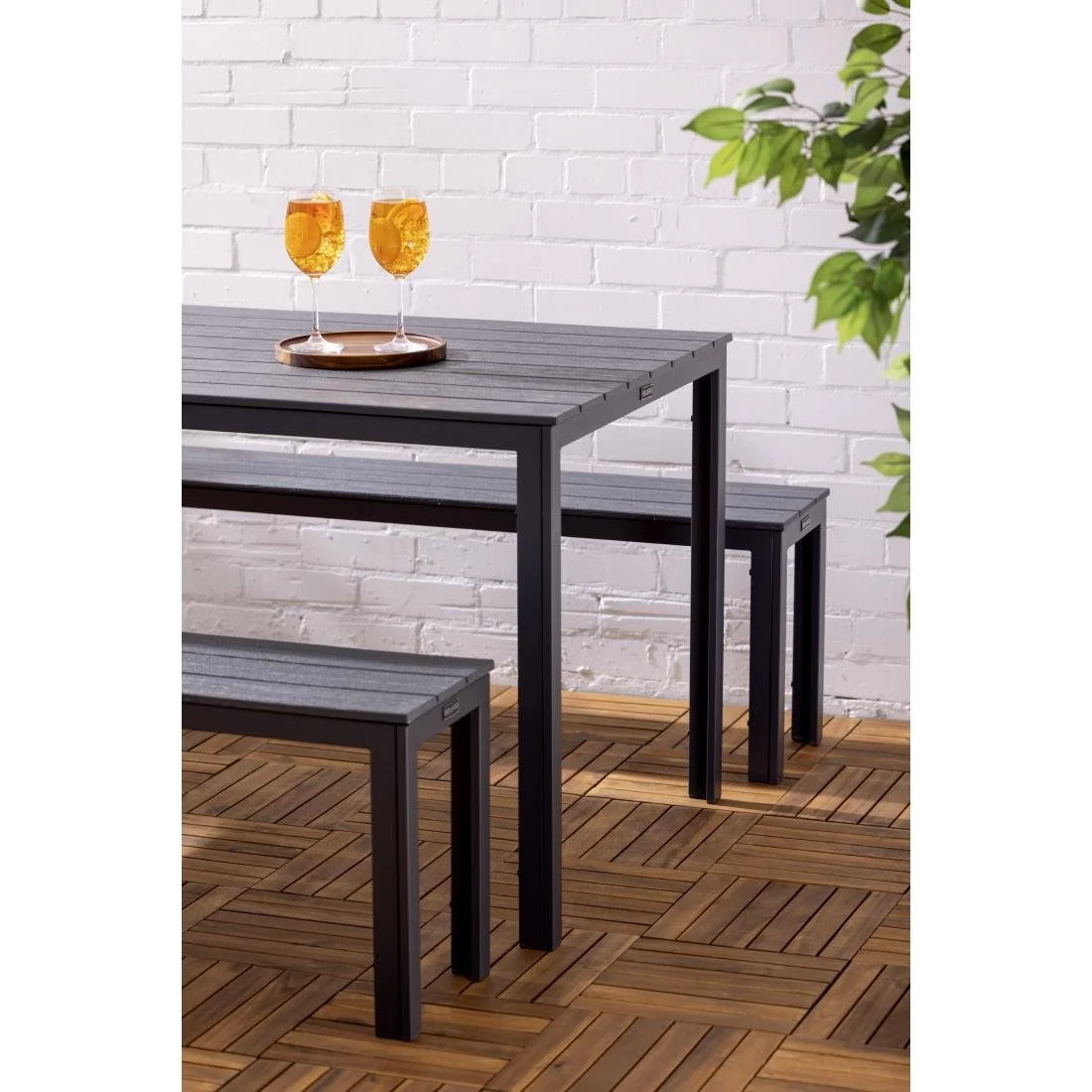 Bolero Valletta Grey Slatted Benches (2 Pack) - Image 6