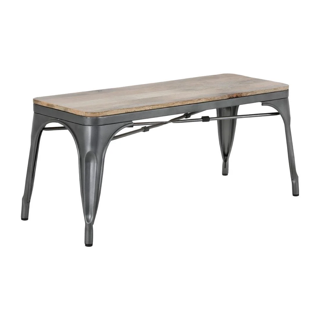 Bolero Bistro Indoor Bench Mango Wood & Gunmetal Frame 1000mm (2 Pack) - Image 1