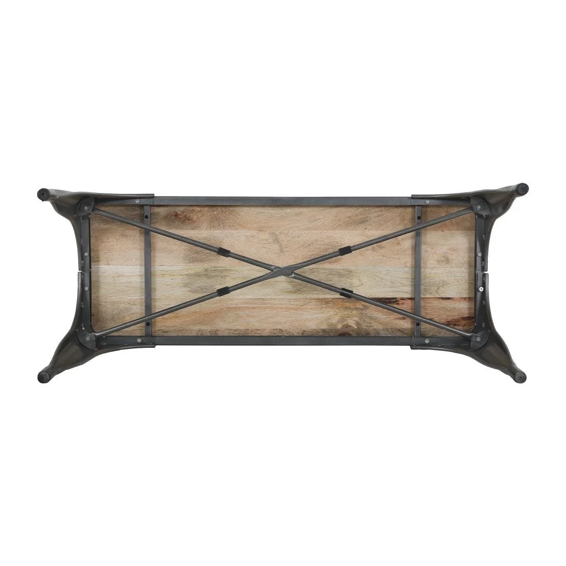 Bolero Bistro Indoor Bench Mango Wood & Gunmetal Frame 1000mm (2 Pack) - Image 8