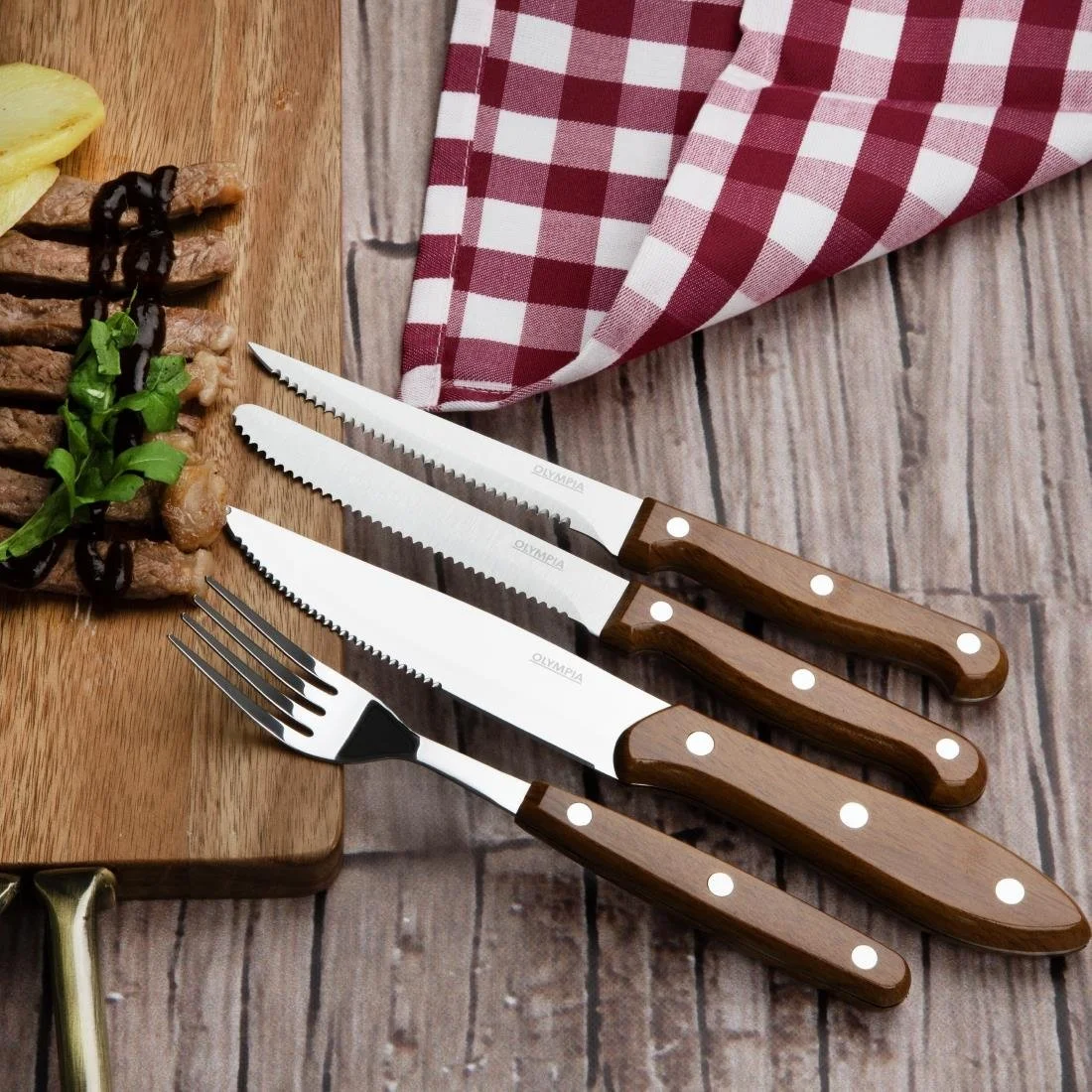 Olympia Steak Knives with Wood Effect Handles (12 Pack) - Image 5