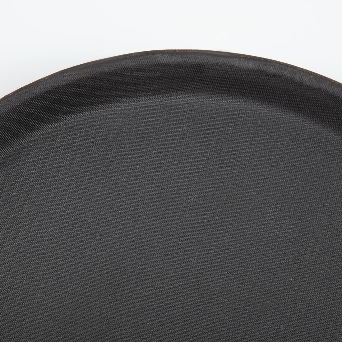 Kristallon Fibreglass Round Non Slip Tray Black 11 in