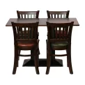 Turin Dining Table with 4 Manhattan Chairs in Dark Walnut with Shetland Smoke - Image 2