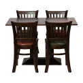 Turin Dining Table with 4 Manhattan Chairs in Dark Walnut with Shetland Scarlett - Image 2